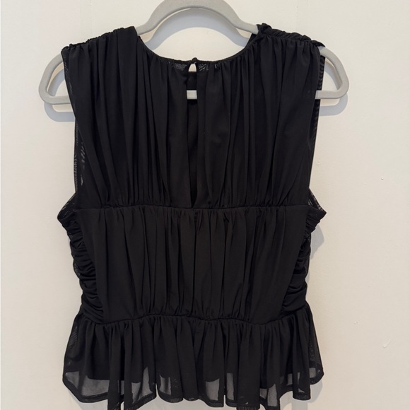 Express Black Ruched Ruffled Blouse - Picture 2 of 3